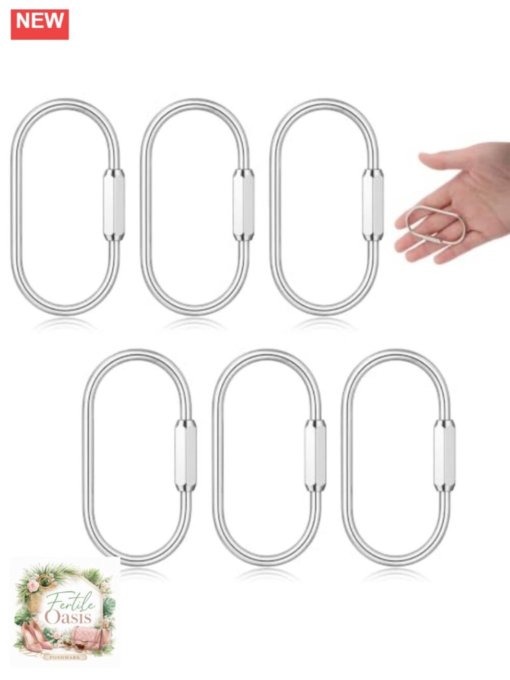 6 Pcs Stainless Steel Carabiner Keychains Screw Lock Key Rings for Bags